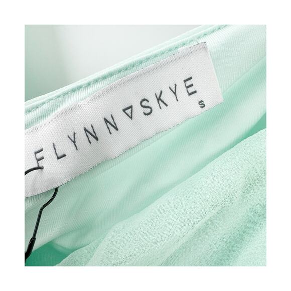 Flynn Skye Mint Green Ruched Mina Mini Dress Puff Sleeve Small NWT - Picture 12 of 12